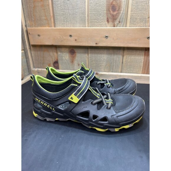 Merrell Hydro Sandals Big Boys Size 6 Black & Neon Green Durable Hook & Loop Out - Picture 1 of 9